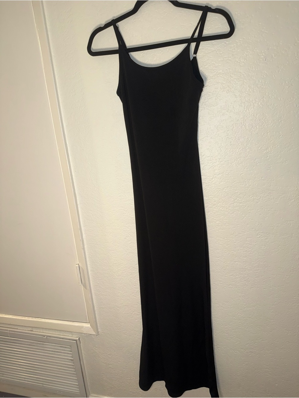 Everyday Black Maxi Slip Dress with Thin Straps